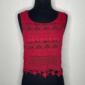 Verty Red Crochet Crop Top Summer Top Size M/L